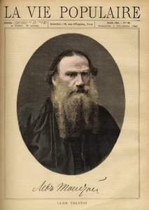 Retrato de León Tolstói (1828-1910), escritor ruso. Ilustración de F. Meaulle. Grabado de 1890 en 