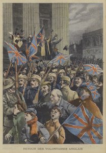 Soldados de los Voluntarios Imperiales de la Ciudad de Londres marchando por Londres a su regreso de la Guerra de los Bóers de Fortune Louis Meaulle