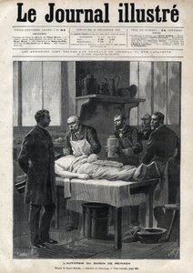 La autopsia del Barón Jacques de Reinach (1840-1892) en 1892 - grabado de Meaulle en “El Diario Ilustrado” de 1892
