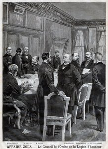 El consejo de la Orden Nacional de la Legión de Honor durante el caso Dreyfus, en grabado de F. Meaulle después de Garrey. “Le Petit Journal”, 24 de abril de Fortune Louis Meaulle