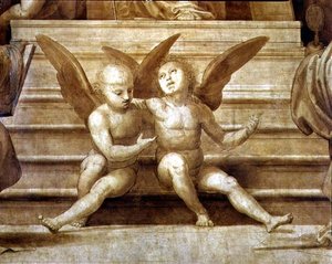 El gran retablo del consejo, detalle que representa dos querubines