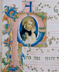Un santo dominicano. Miniatura ilustrada en un Misal (c. 9, verso) de Fra  Angelico