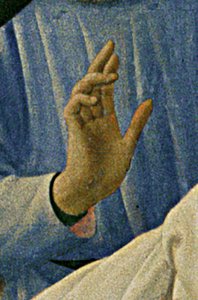 Detalle del Retablo de Santa Trinita, marco y pináculos por Lorenzo Monaco (Piero di Giovanni) (c.1370-1425) completado c.1434 de Fra  Angelico