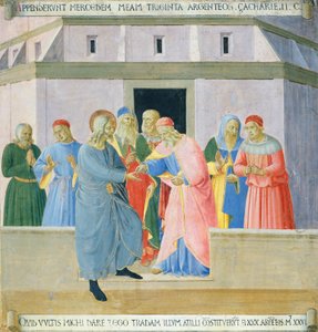 Recuadro que representa a Judas recibiendo la recompensa, panel del Armadio degli Argenti (Arca de Plata) con la vida de Jesús de Fra (c.1387 1455) Angelico