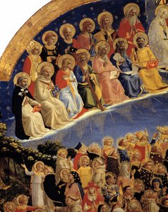 El juicio final: detalle de los Santos en el Paraíso. Pintura de Guido di Pietro (o Fra Giovanni da Fiesole) conocido como Fra Angelico o el Beato (1400-1455) de Fra  Angelico