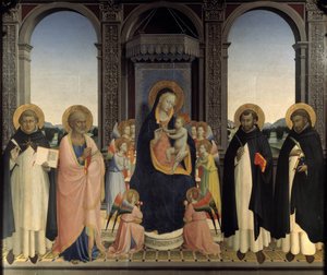 Políptico de Santo Domingo - Santo Tomás de Aquino y San Bernabé, Santo Domingo y San Pedro Mártir de Fra  Angelico