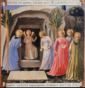 Las tres Marías en el sepulcro. Vida de Cristo, Armadio degli Argenti de Fra  Angelico