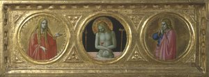 Cristo como Hombre de Dolores flanqueado por Santa María Magdalena y San Juan Evangelista de Fra Angelico