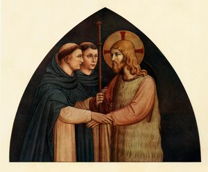 Cristo como peregrino encontrado por dos dominicos, siglo XV, c1909 de Fra Angelico