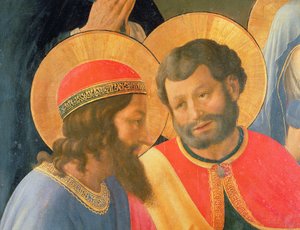 Descendimiento de la Cruz, detalle de dos santos de Fra Angelico