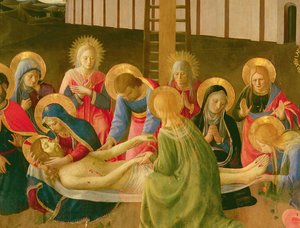 Lamentación sobre el Cristo muerto, 1436-41 (temple sobre panel) (detalle)