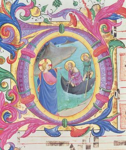 Misal 558 f.9r Inicial historiada O que representa la Pesca Milagrosa (detalle) de Fra Angelico