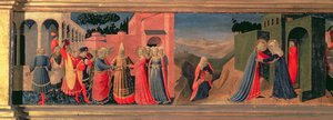 Panel de predela a la Anunciación mostrando el Matrimonio de la Virgen y la Visitación