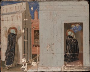 La Visión del Papa Inocencio III; Santos Pedro y Pablo apareciendo a Santo Domingo de Fra Angelico
