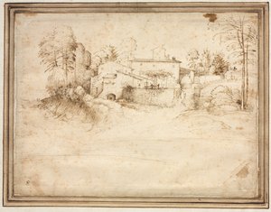 Casa de campo en la ladera de una colina, c. 1508 de Fra Bartolommeo