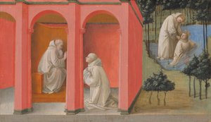 San Benito ordena a San Mauro que acuda al rescate de San Plácido de Fra Filippo Lippi