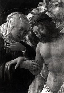 El entierro (detalle de la Virgen y Cristo) de Fra Filippo Lippi