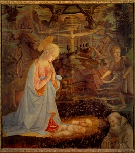 La Virgen, el Niño Jesús, San Juan Bautista Niño y San Bernardo de Claraval (1090 - 1153) de Fra Filippo Lippi