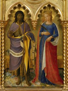 San Juan Bautista y Santa Catalina de Alejandría del Retablo de Perugia, ca. 1437 de Fra Giovanni Angelico da Fiesole