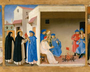 La disputa de Santo Domingo y el milagro del libro Predela del retablo La Coronación de Fra Giovanni Angelico da Fiesole