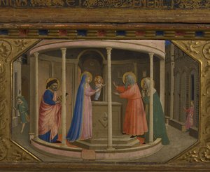 La Presentación en el Templo El retablo de la Anunciación con 5 escenas de Predella, 1430-1432 de Fra Giovanni Angelico da Fiesole