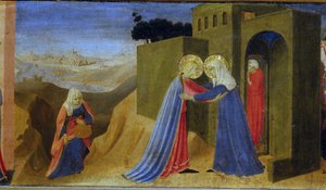 La Visitación. Predela del retablo La Anunciación, c. 1433-1434 de Fra Giovanni Angelico da Fiesole