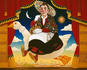 Dan Leno (1860-1904) como Madre Ganso de Frances Broomfield