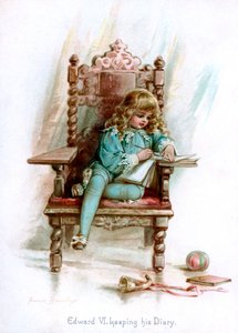 Eduardo VI, escribiendo su diario, 1897