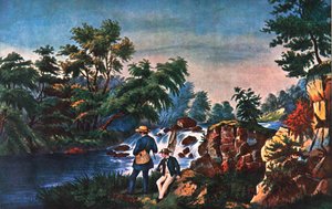 El arroyo de truchas, publicado por Currier & Ives de Frances Flora Bond (c.1812 76) (after) Palmer