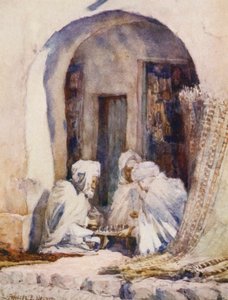A Game of Draughts (litografía en color) de Frances Nesbitt