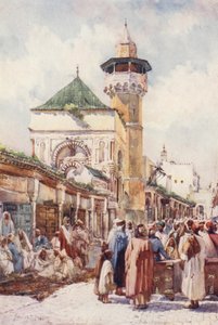Mezquita de Sidi Ben Ziad, Túnez, el día de la subasta (litografía en color) de Frances Nesbitt