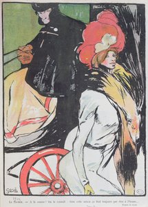 Caricatura que representa a un cochero con una cortesana, 1901 de Francesc Xavier Gosé