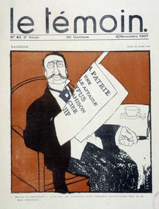 Asunto Dreyfus: “¡Otro traidor judío!... No soy antisemita, pero, realmente, este podría haber sido católico” (burgués judío leyendo la prensa), dibujo de Xavier Gose - en “Le Temoin” del 02/11/1907