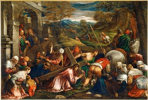 La Montee au Calvaire - Jesucristo llevando la cruz ... de Francesco (1549 92) Bassano