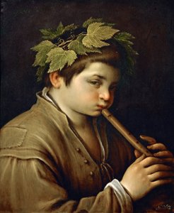 Niño tocando la flauta por Francesco Bassano el Joven, ca. 1580-1585 de Francesco Bassano