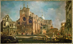 Campo de la iglesia Giovanni e Paolo con la Escuela de San Marcos y el monumento de Colleoni, Venecia ...