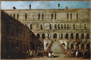 Coronación del Dux de Venecia en la Escalera de los Gigantes del palacio ducal ...