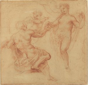París entregando la manzana a Venus de Francesco Albani