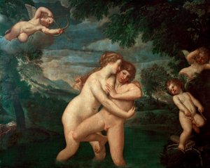 Salmacis en el baño rechazada por Hermafrodito