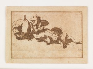 Estudio de dos figuras muertas y un caballo de Francesco Allegrini