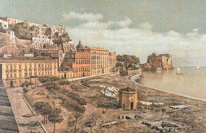 La calle Chiatamone, en Nápoles, ilustración del Nápoles antiguo, por Raffaela D