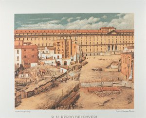 Italia, Nápoles, Albergo dei Poveri (Hospicio de los pobres) 1889 (litografía)