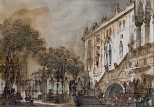 Diseño de escenario de Francesco Bagnara para Otello, ópera de Rossini, para la representación en el Teatro La Fenice en Venecia de Francesco Bagnara