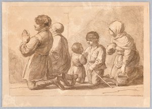 Una familia rezando de Francesco Bartolozzi