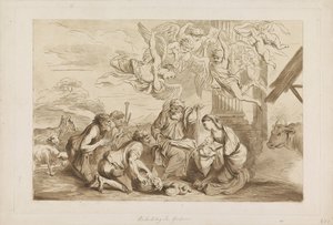 Adoración de los pastores Antiguo y Nuevo Testamento a Castiglione (título de la serie) de Francesco Bartolozzi