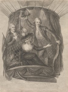 Ascensión de Madame Sage, el Caballero Biggin y el Capitán Vincent Lunardi en globo, 20 de junio de 1785