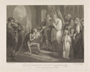 Juana de Arco recibe el estandarte consagrado Juana de Arco Doncella de Orleans recibiendo el estandarte consagrado (título sobre objeto) de Francesco Bartolozzi