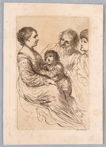 Dama, niño y dos ancianos de Francesco Bartolozzi