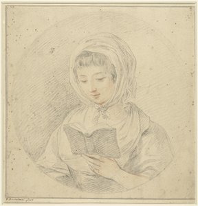 Chica leyendo en un libro, en un óvalo de Francesco Bartolozzi