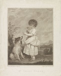 Retrato de Philip Yorke con perro y pájaro de Francesco Bartolozzi